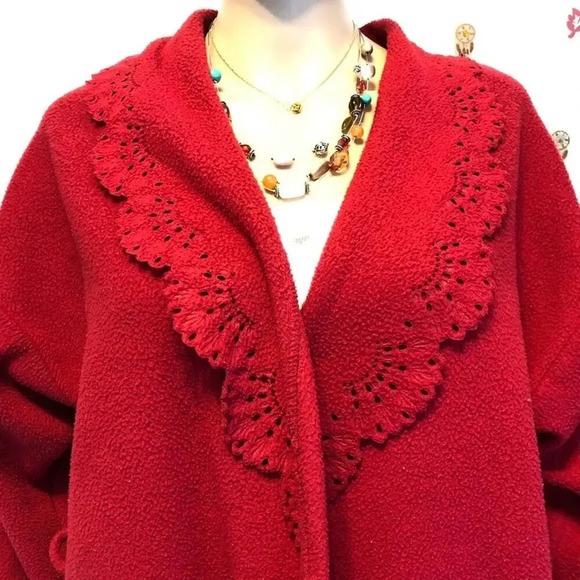 Vintage 90s Bali Studio women Terri Cloth Red bathrobe Nightgown size S - Picture 8 of 10